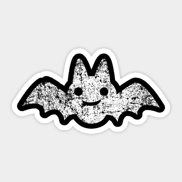 Cute Happy Bat - Distressed Sticker by PsychicCat